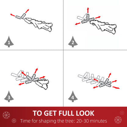 6FT Prelit Artificial Pencil Christmas Tree With Warm White LED Light, Red Berry, Holiday Home Decoration, Green