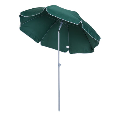 Outsunny Beach Umbrella Parasol 2.2m, Steel Dark Green