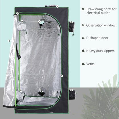 Outsunny Hydroponic Plant Grow Your Own Tent, 80L x 80W x 160Hcm-Black/Green