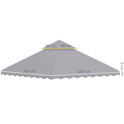 Outsunny 3 x 3 (m) Gazebo Canopy Replacement Covers, 2-Tier Gazebo Roof Replacement (TOP ONLY), Light Grey