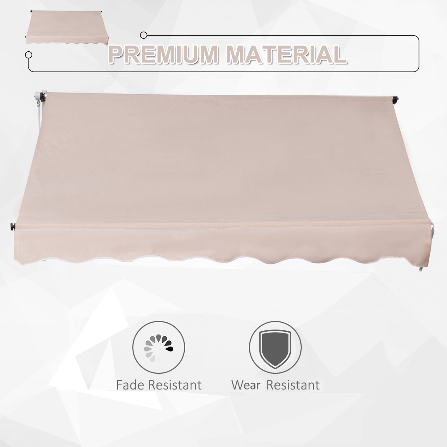 Outsunny 2 x 1.5m Garden Patio Manual Awning Canopy Sun Shade Shelter Adjustable Aluminium Frame Awning Beige