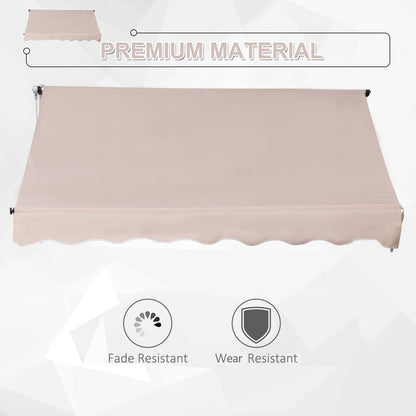 Outsunny 2 x 1.5m Garden Patio Manual Awning Canopy Sun Shade Shelter Adjustable Aluminium Frame Awning Beige