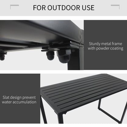 Outsunny 3 Piece Outdoor Dining Set Metal Beer Table Bench Patio Garden Yard Black