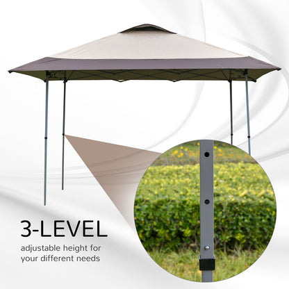Outsunny 4 x 4m Pop-up Canopy Gazebo Tent with Roller Bag & Adjustable Legs Outdoor Party, Steel Frame, Brown