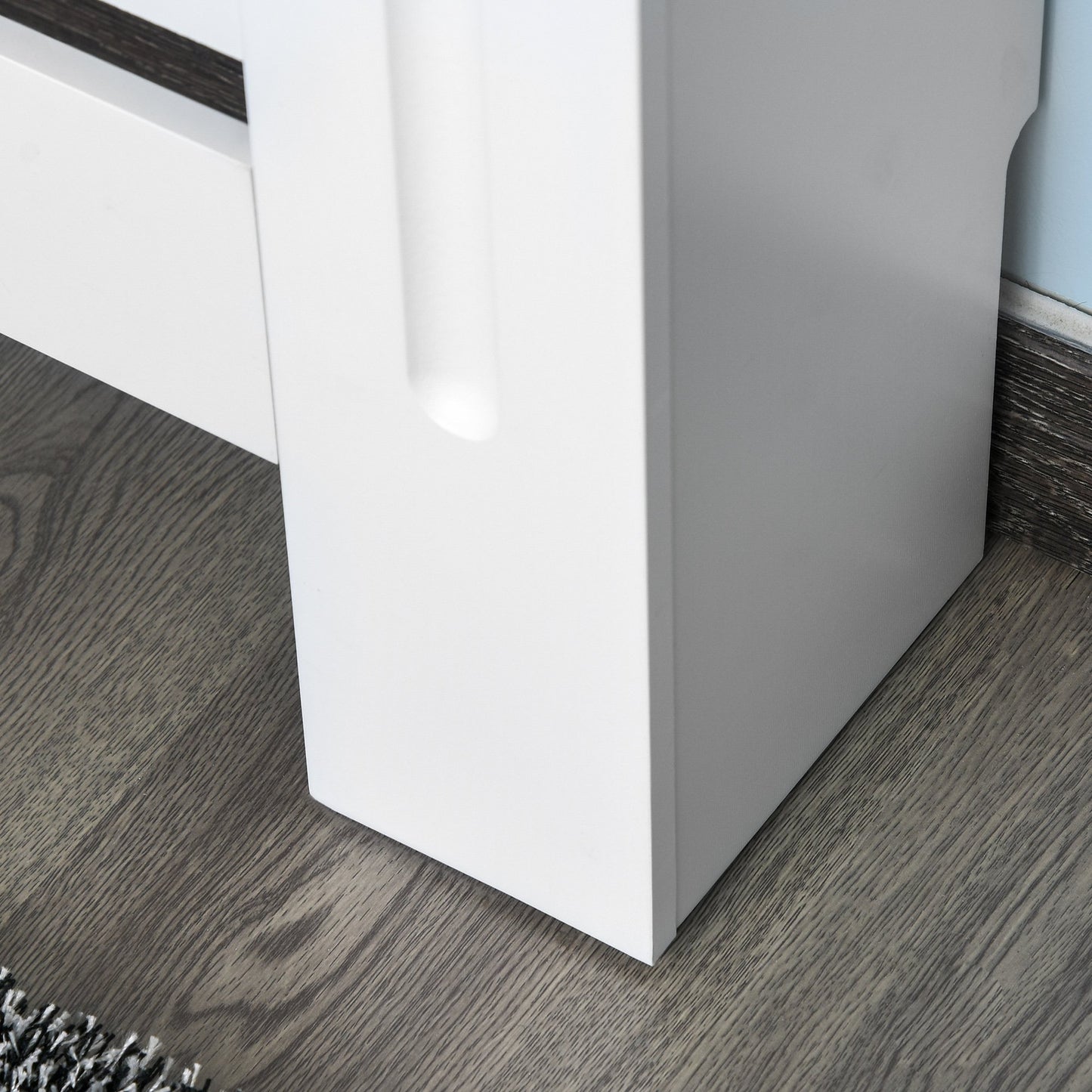 MDF White Painted Radiator Cover Slatted Cabinet Shelving Display Horizontal Style Modern Piece 172L x 19W x 81H cm