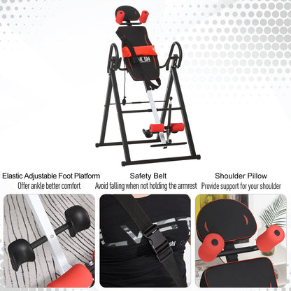 Steel Adjustable Gravity Inversion Table Red / Black