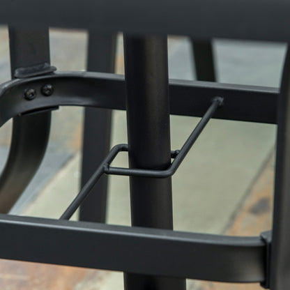 Outsunny 5 Piece Garden Dining Set, Outdoor Square Dining Table and 4 Cushioned Armchairs, Tempered Glass Top Table w/ Umbrella Hole Black