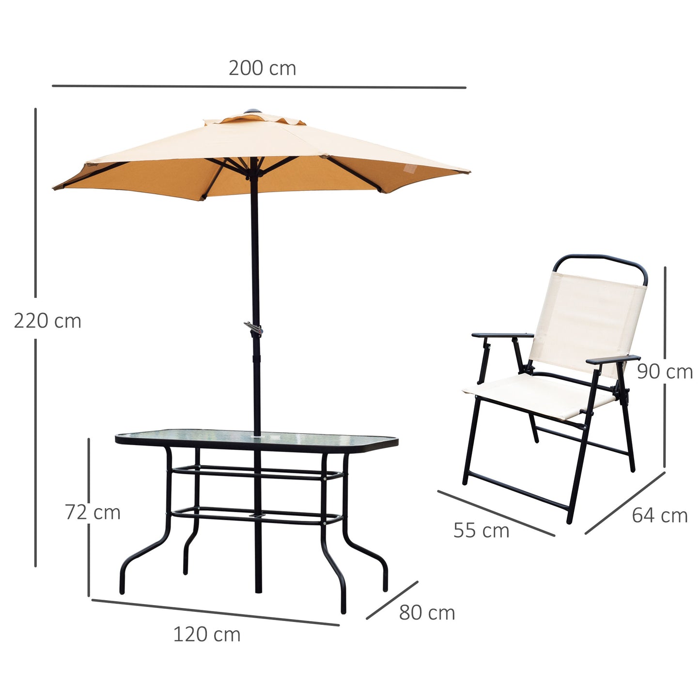 Outsunny 8 Piece Dining Set W/Umbrella, Textilene-Beige