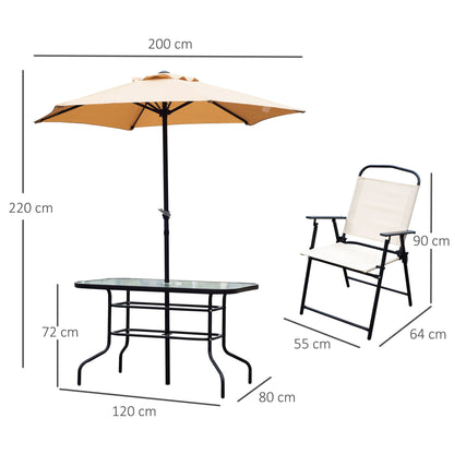 Outsunny 8 Piece Dining Set W/Umbrella, Textilene-Beige