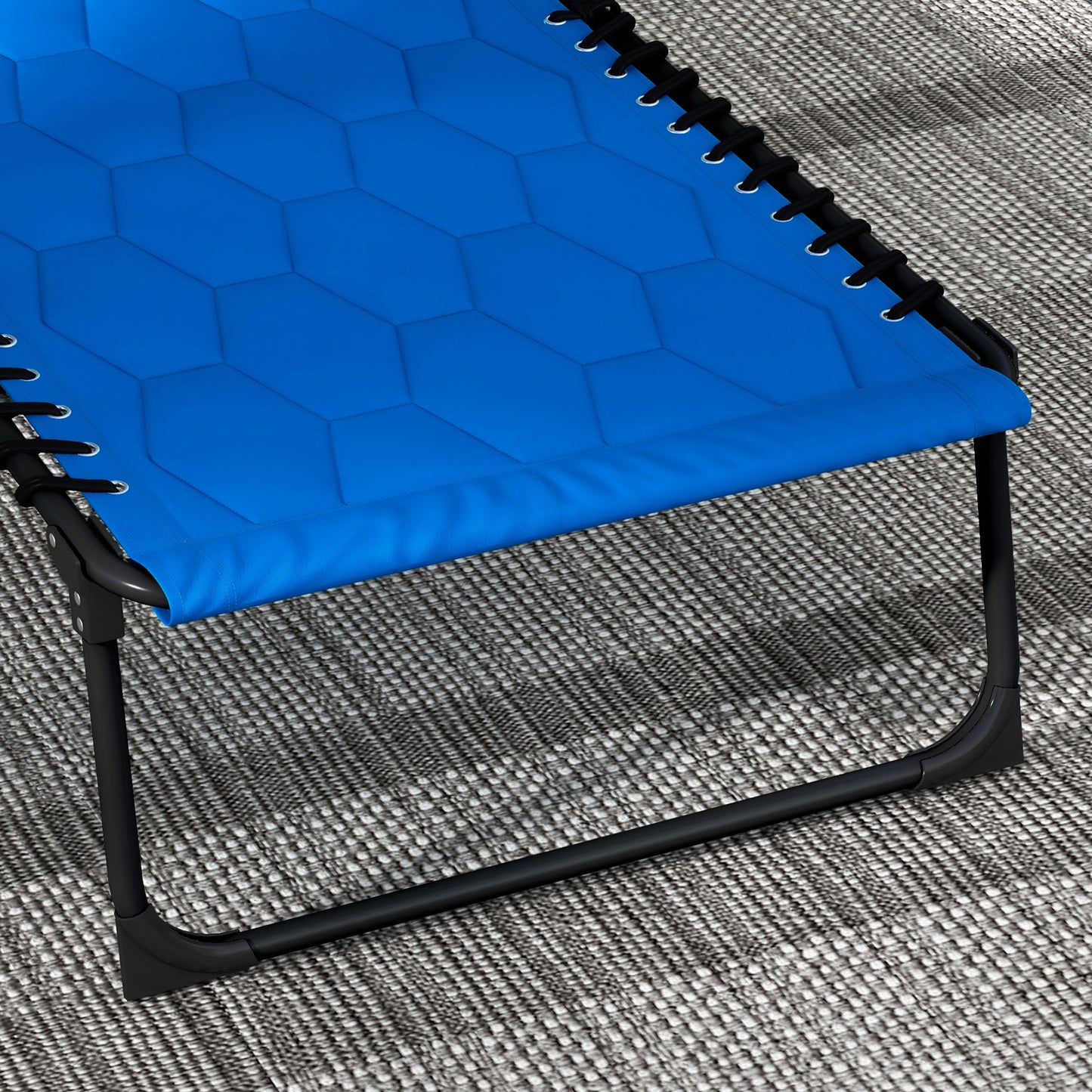 Foldable Sun Lounger Set With 5 Level Reclining Back, Tanning Chairs With Build-in Padded Seat, Loungers With Side Pocket, Headrest - Blue