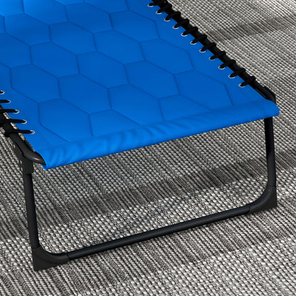 Foldable Sun Lounger Set With 5 Level Reclining Back, Tanning Chairs With Build-in Padded Seat, Loungers With Side Pocket, Headrest - Blue