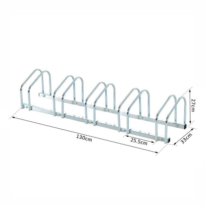 5-Bike Floor Parking Stand Silver
