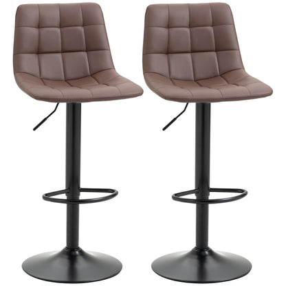 Bar Stools Set of 2, Counter Height Barstools Dining Chairs 360° Swivel with Footrest for Home Pub and Kitchen, Brown