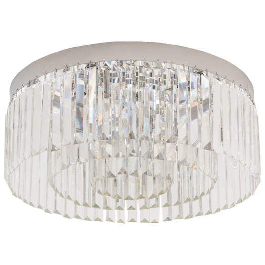 Crystal Ceiling Light Modern Chandeliers w/ Stainless Steel Base 10 Lights Elegant Flush Mount Ceiling Lighting for Living Room, Hallway, Bar