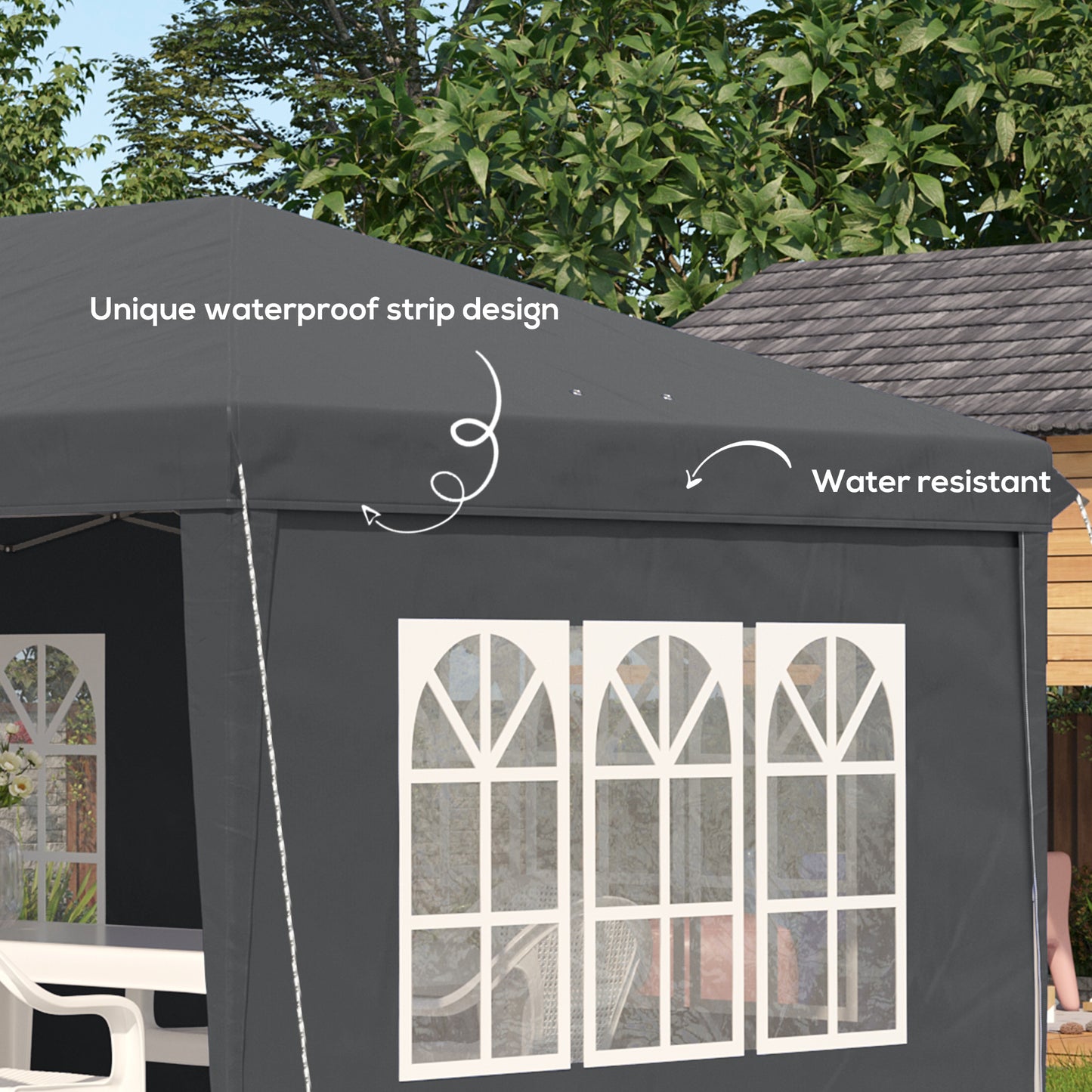 Outsunny 3 x 6m Pop Up Gazebo, Height Adjustable Marquee Party Tent with Sidewalls and Storage Bag, Grey