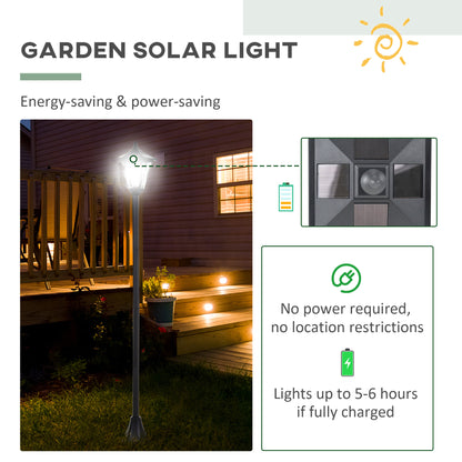 Outsunny Outdoor Solar Powered Post Lamp Sensor Dimmable LED Lantern Bollard Pathway 1.2M Tall – Black