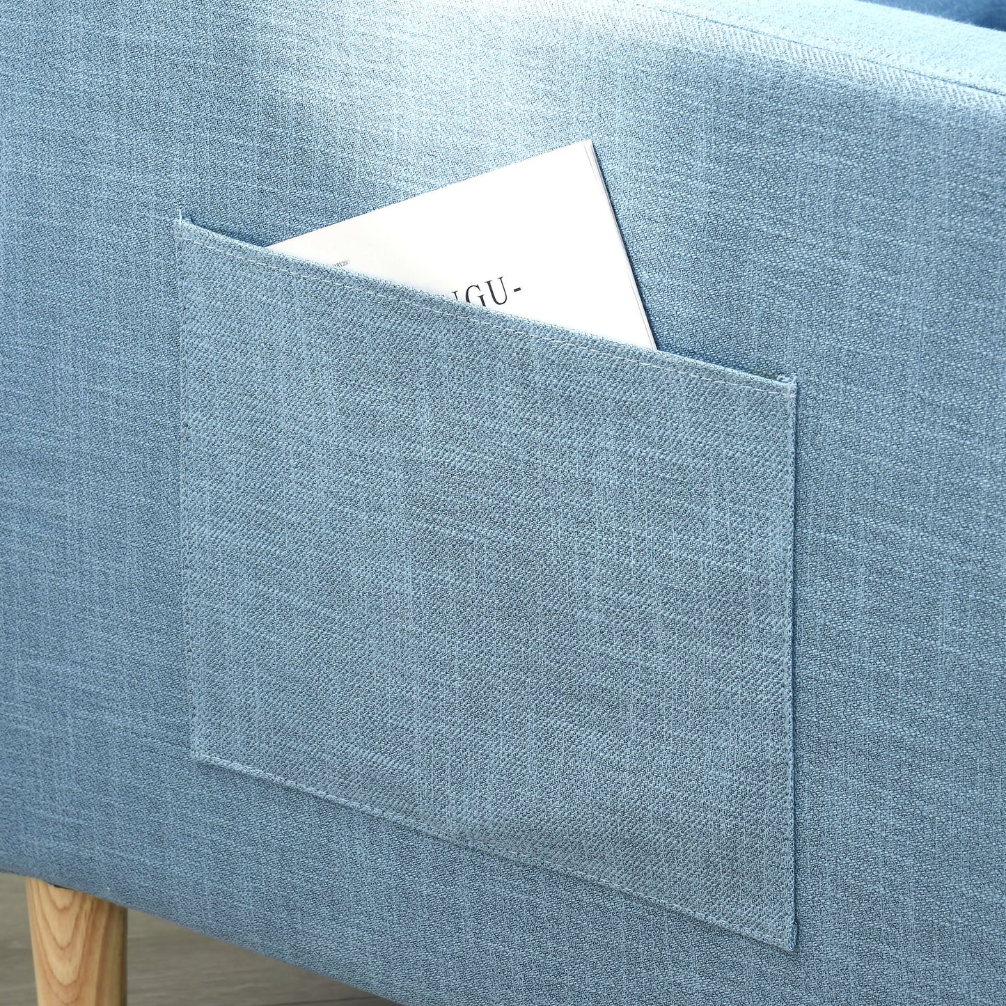 Modern Accent Chair, Comfy Fireside Chair, Upholstered Armchair for Living Room, Bedroom, Home Office, Light Blue