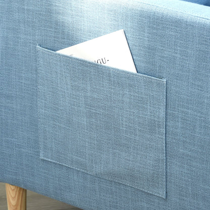 Modern Accent Chair, Comfy Fireside Chair, Upholstered Armchair for Living Room, Bedroom, Home Office, Light Blue