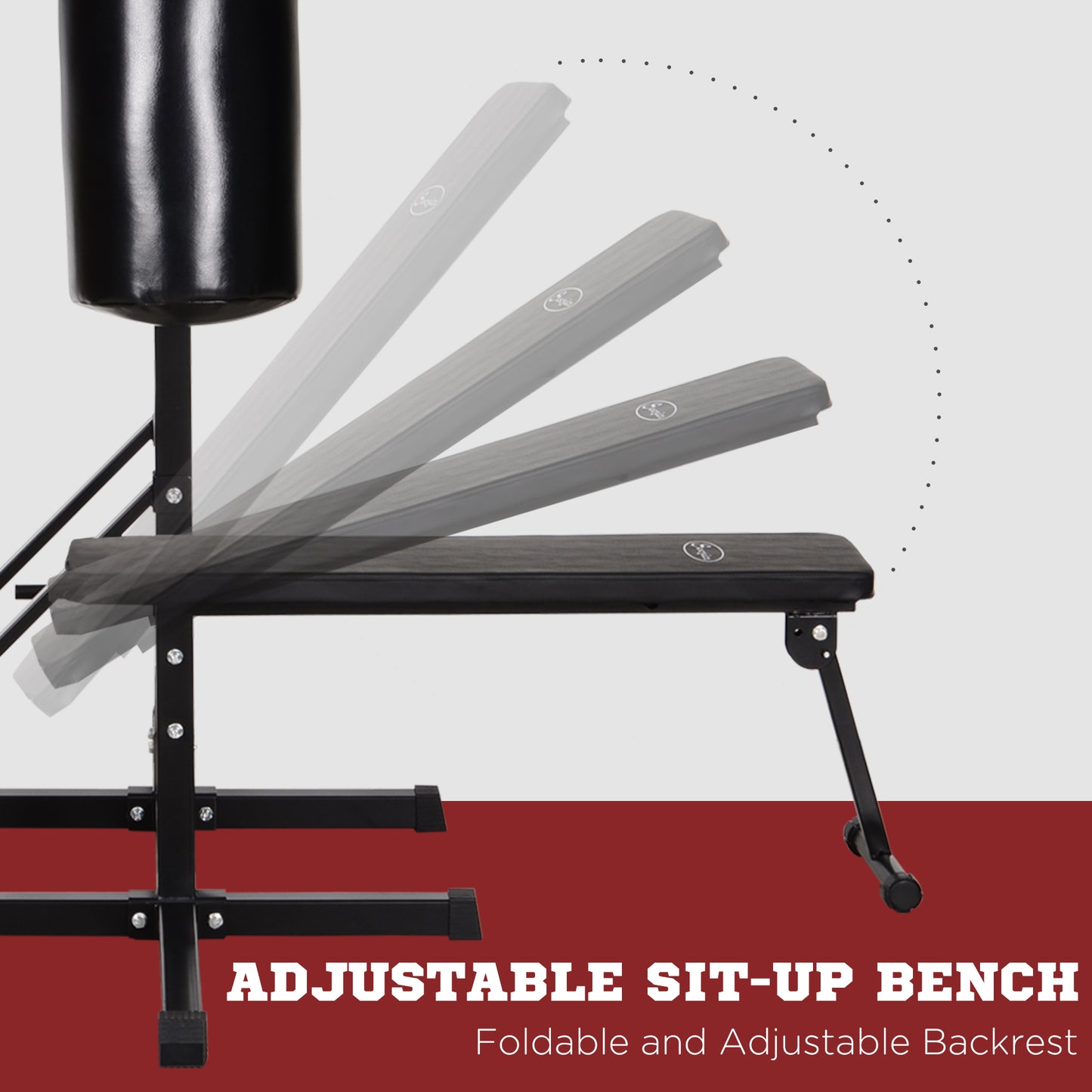 Home Gym Power Tower with Bench and Punching Bag, Multi-Function Adjustable Dip Sit Up Workout Station Equipment Heavy Duty for Home
