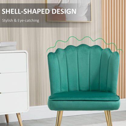 Shell Luxe Velvet Accent Chair, Modern Living Room Chair with Gold Metal Legs for Living Room, Bedroom, Home Office, Set of 2,