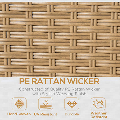 Outsunny 5-Seater Garden PE Rattan Sofa Set, Patio Wicker Aluminium Frame Conversation w/ Wood Grain Plastic Table, Khaki