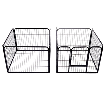 PawHut Heavy Duty Dog Pet Puppy Metal Playpen Play Pen Rabbit Pig Hutch Run Enclosure Foldable Black 80 x 60 cm (Small)