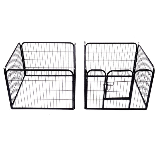 PawHut Heavy Duty Dog Pet Puppy Metal Playpen Play Pen Rabbit Pig Hutch Run Enclosure Foldable Black 80 x 60 cm (Small)