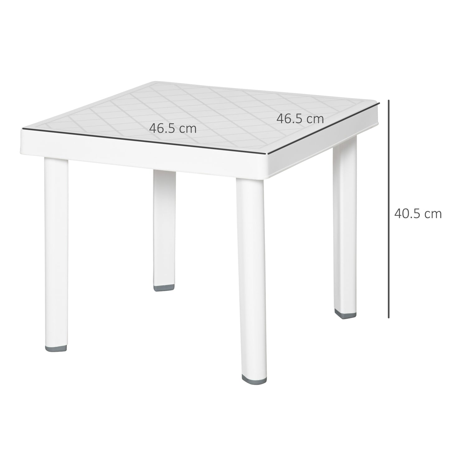 Outsunny Garden Side Table Outdoor Square Coffee End Table for Drink Snack, White