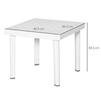 Outsunny Garden Side Table Outdoor Square Coffee End Table for Drink Snack, White