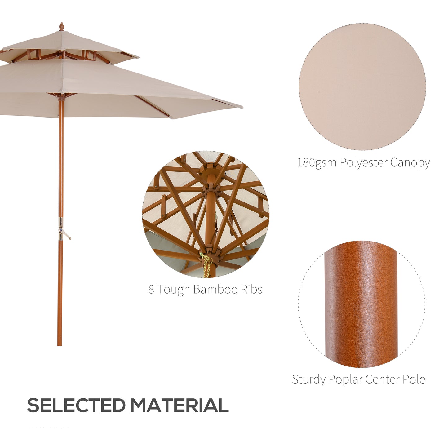 Outsunny Outdoor Sunshade Umbrella Beige