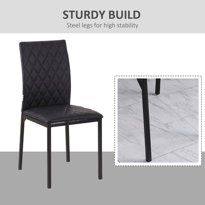 Modern Dining Chairs Upholstered Faux Leather Accent Chairs with Metal Legs for Kitchen, Set of 4, Black