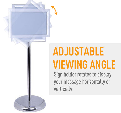 HOMCOM A4 Poster Stand height Adjustable Display Stands Board Replaceable Vertical & Horizontal with Metal Base Silver