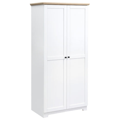 172cm Wooden Storage Cabinet Cupboard With 2 Doors 4 Shelves White Pantry Closet