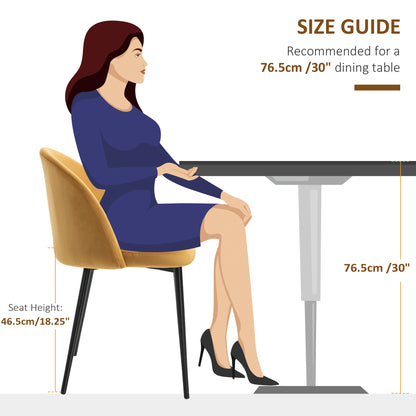 Dining Chairs Set of 2 Contemporary Design for Office Dining Kitchen With Soft Fabric Seat and Back Living Room - Yellow