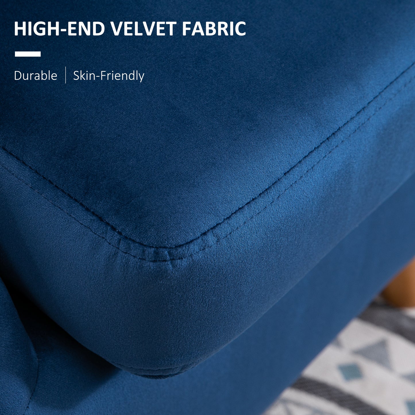 Accent Chair Velvet Fabric Single Sofa Armchair Home Living Room Solid Wood Leg Upholstered Side Armchair Blue