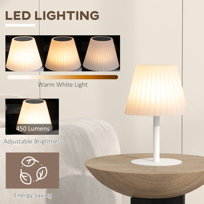 Outsunny Outdoor Solar Table Lamp, Cordless LED Desk Lamp with Rechargeable Battery, Dimming Brightness, USB, Auto On/Off