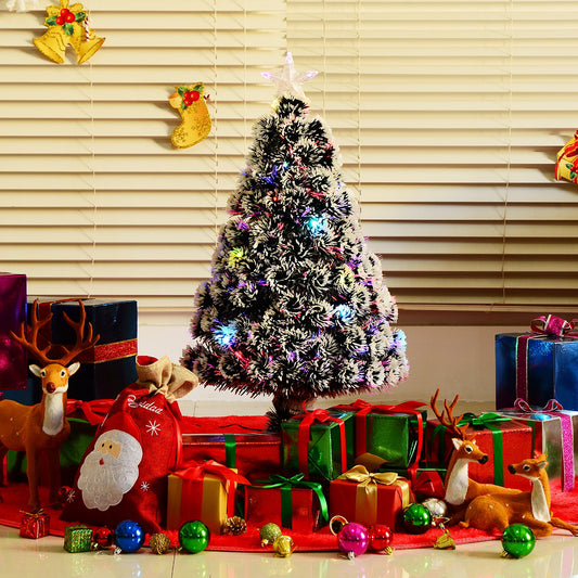 3ft 90cm Green/White Artificial Christmas Tree With Prelit LED