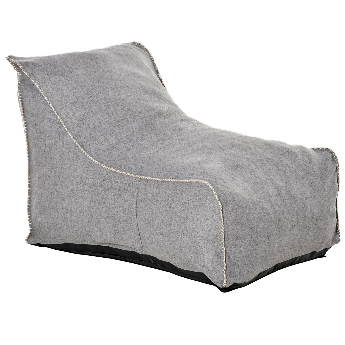 Bean Bag Chair, Large Foam Stuffed lounger Indoor Furniture with Washable Cover, Side Pockets and Backrest, Dark Grey