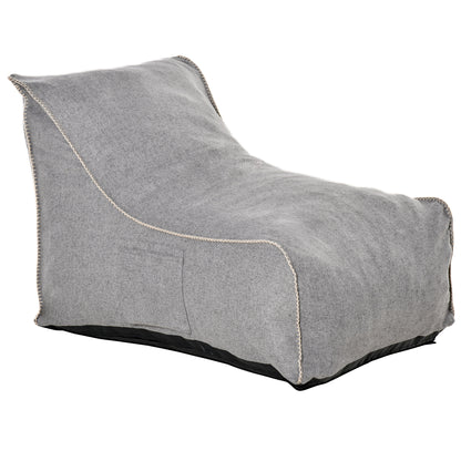 Bean Bag Chair, Large Foam Stuffed lounger Indoor Furniture with Washable Cover, Side Pockets and Backrest, Dark Grey