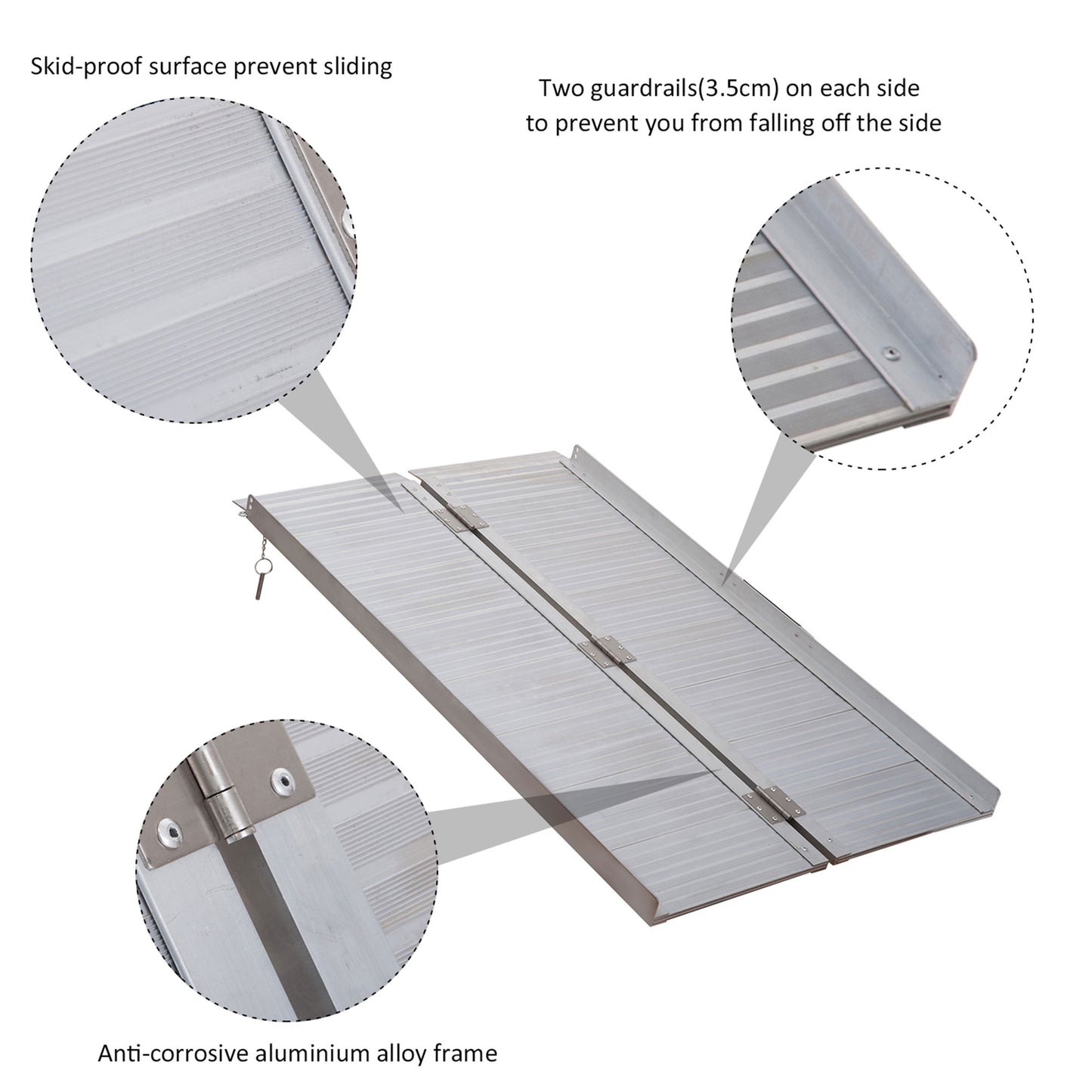 Folding Aluminium Anti-Corrosive Alloy Frame Skid Proof Assist Ramp With Handle 40"