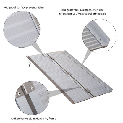 Folding Aluminium Anti-Corrosive Alloy Frame Skid Proof Assist Ramp With Handle 40"