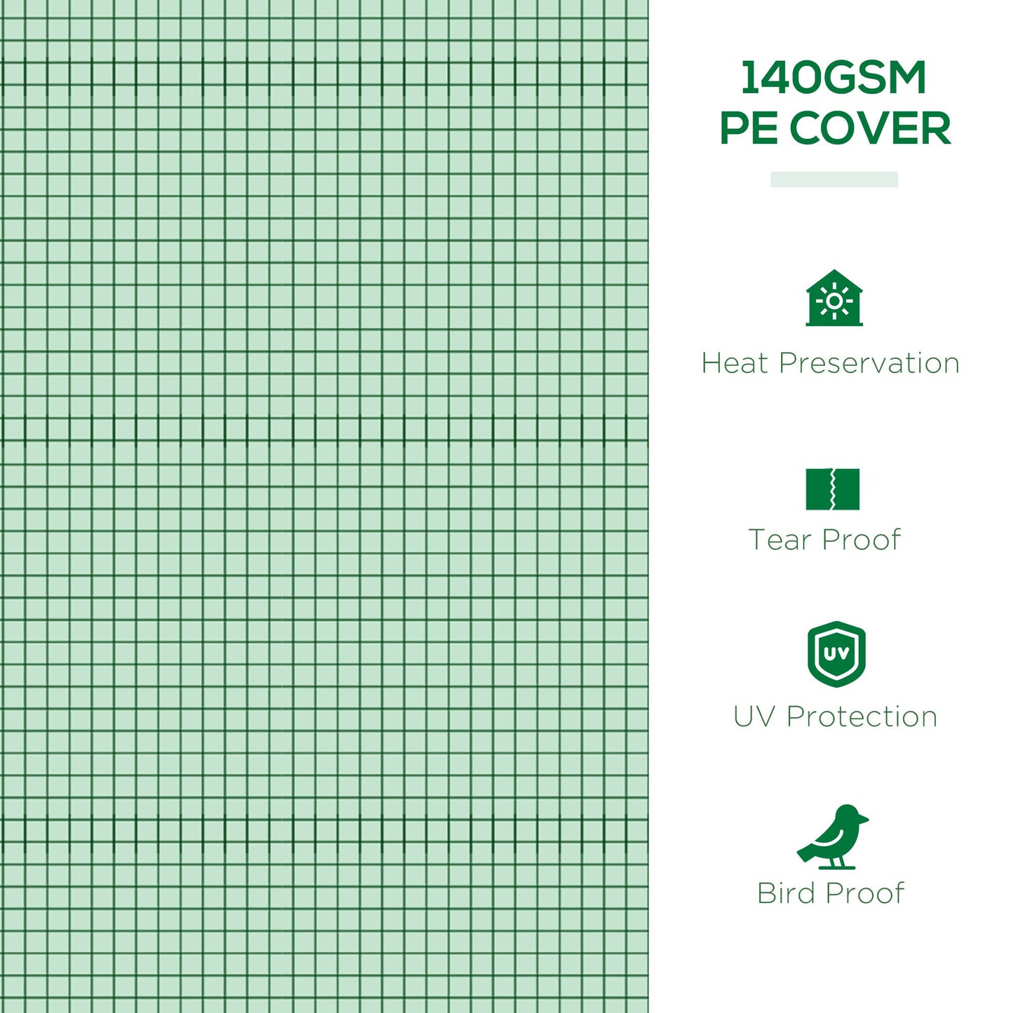 Outsunny PE Mini Greenhouse, 3m Portable Tunnel Green House with 5 Mesh Windows, Green Grow House Steel Frame for Indoor and Outdoor, Green