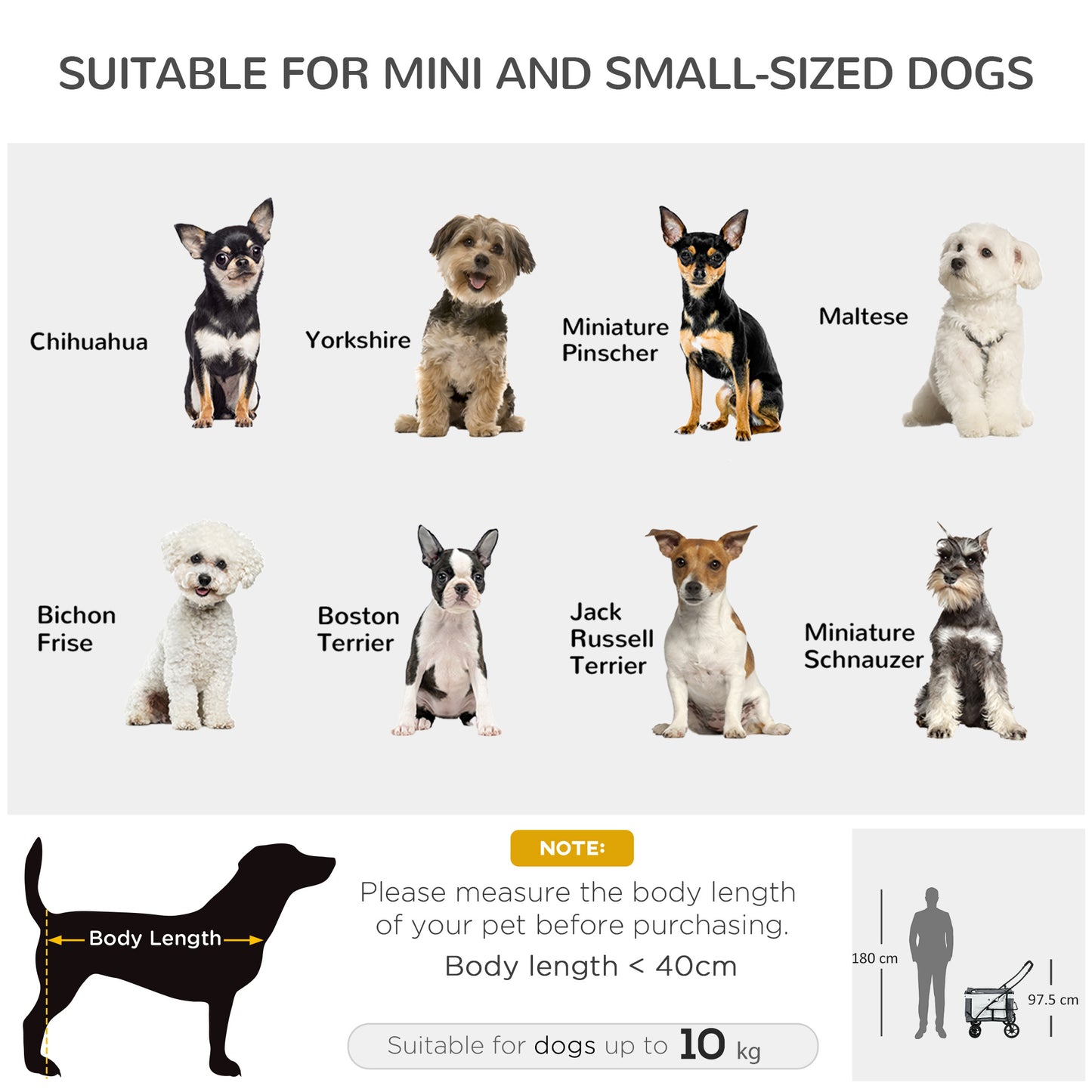 PawHut Foldable Dog Stroller, Pet Travel Crate, with Detachable Carrier, Soft Padding, for Mini, Small Dogs - Grey