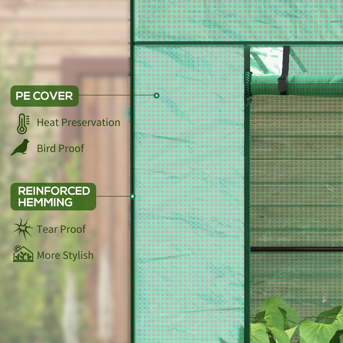 Outsunny PE Cover Walk-in Outdoor Greenhouse, Green