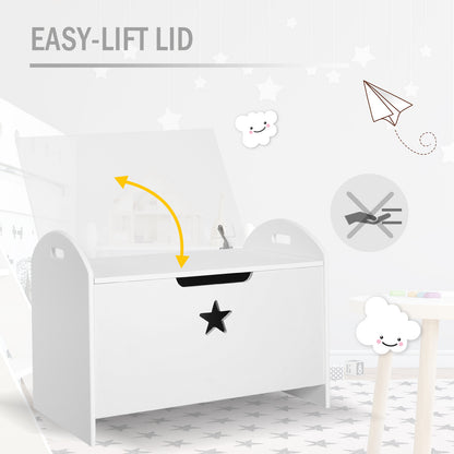 Children's Toy Storage Chest Box With Safety Hinge White