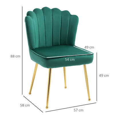 Shell Luxe Velvet Accent Chair, Modern Living Room Chair with Gold Metal Legs for Living Room, Bedroom, Home Office, Set of 2,
