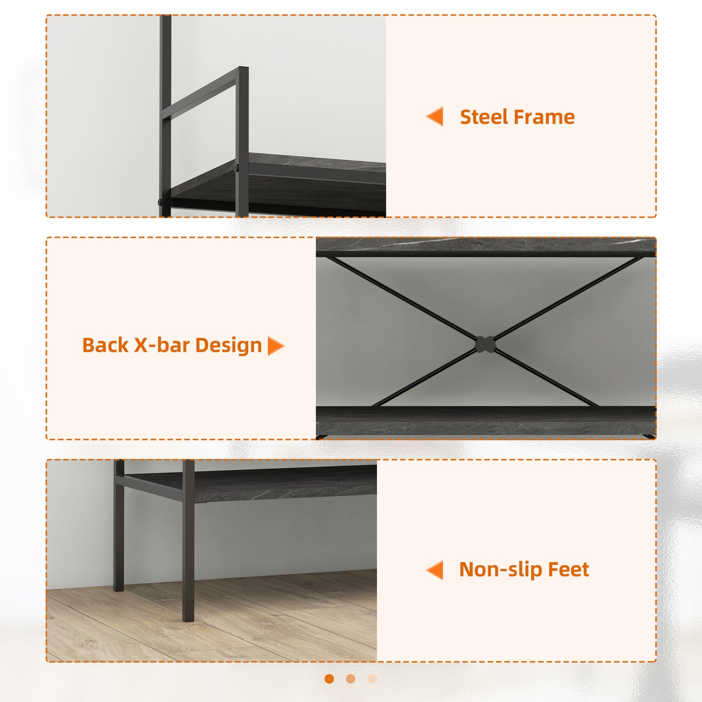 Kitchen Bakers Rack, Microwave Stand, Coffee Bar with 5 Shelves and 5 Hooks for Dining Room, Shoe Racks for Entryway