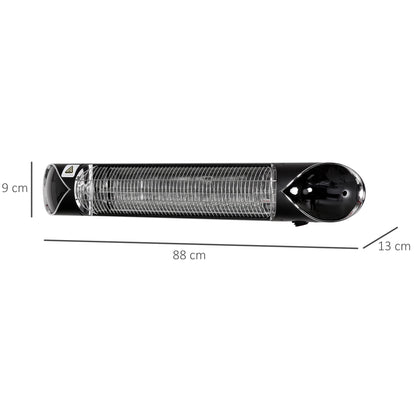 2000W Electric Infrared Patio Heater Wall Mounted Carbon Fibre Heater with Remote Control, 4 Heat Settings, 24-Hour Timer, Black