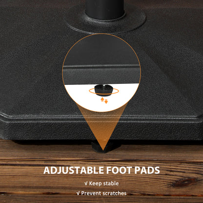 Outsunny 18kg Patio Parasol Base, Concrete Umbrella Base, 45.5cm Outdoor Umbrella Stand Holder for Parasol Poles 34mm, 38mm and 48mm, Black