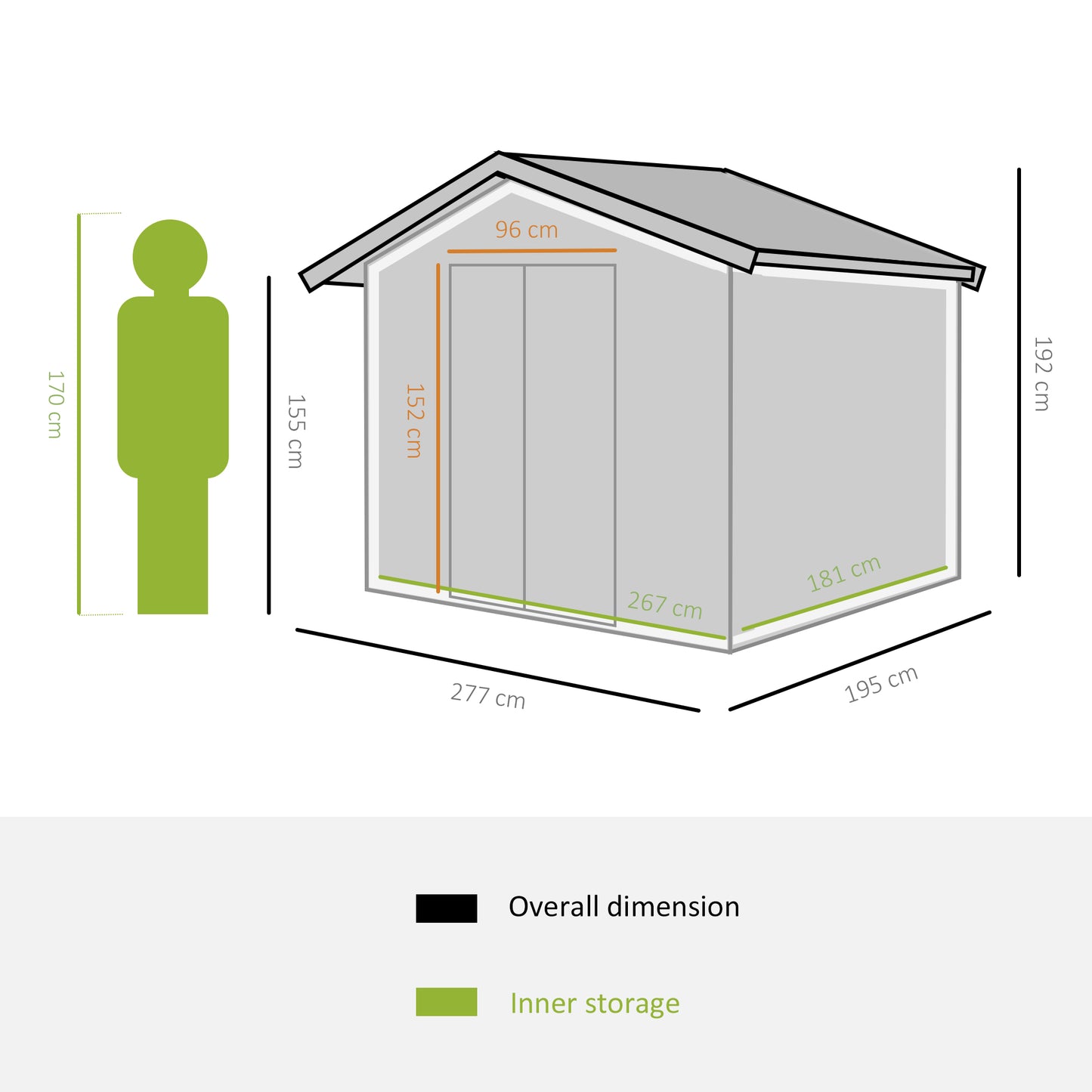 Outsunny Lockable Garden Shed Large Patio Tool Metal Storage Building Foundation Sheds Box Outdoor Furniture (9 x 6 FT, Green)